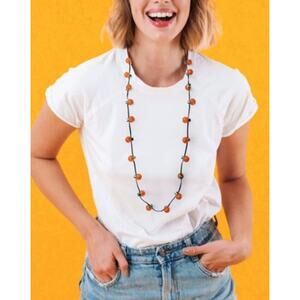 Light Up Pumpkin Necklace (7 Pack) Ultra Bright 20 Bulbs Battery Incl Halloween